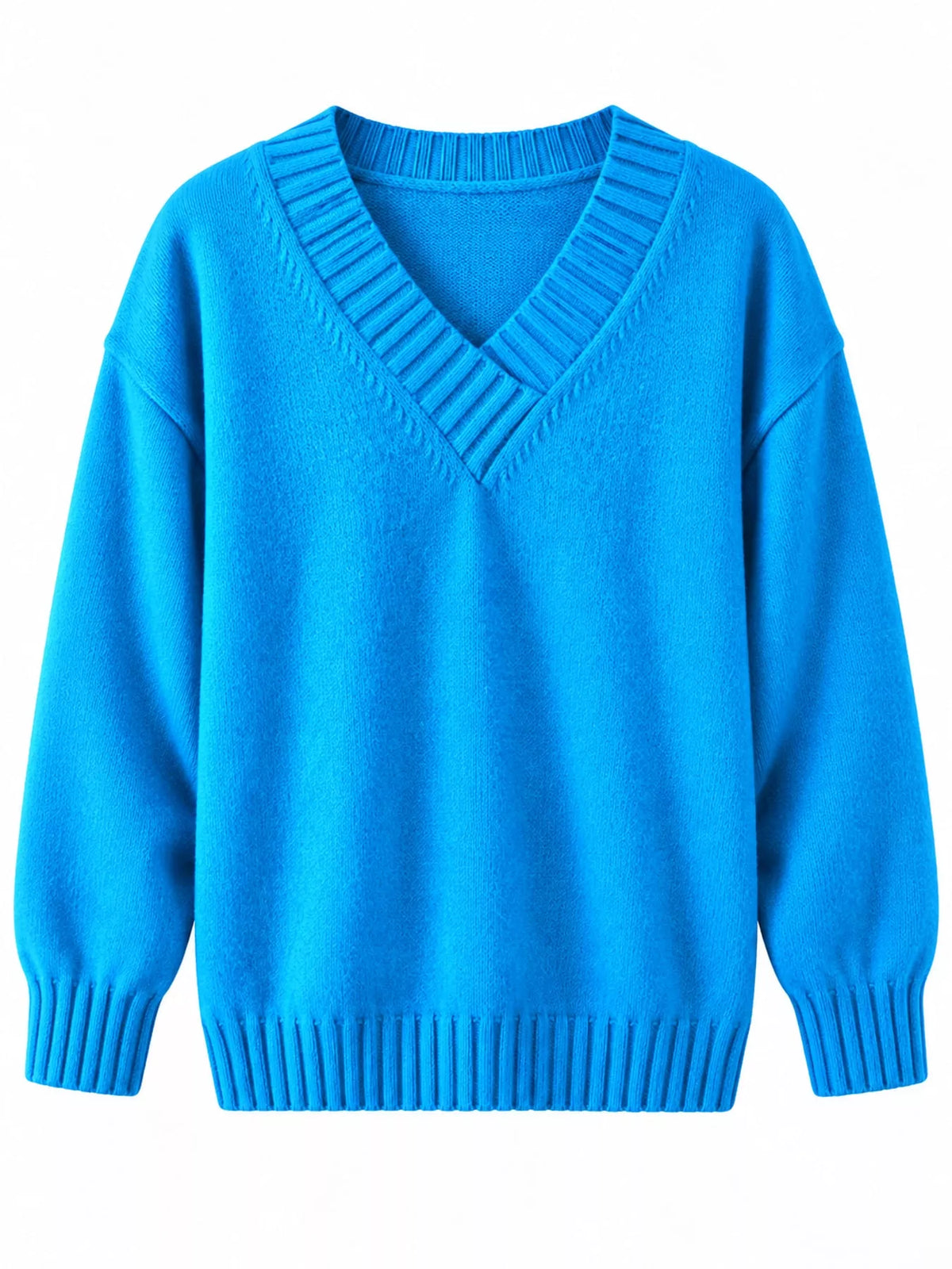 full size v-neck dropped shoulder sweater plus | dropsona - neutral - front view