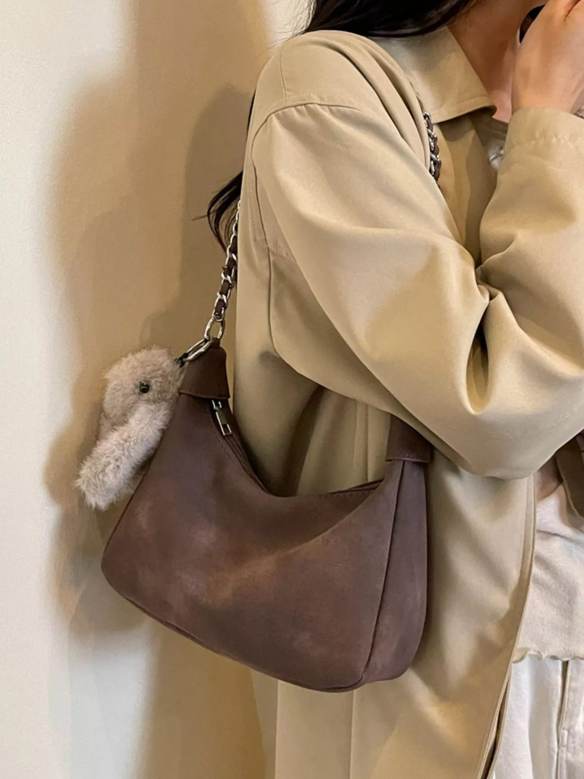 chain strap shoulder bag – stylish sling | dropsona - neutral - usage example