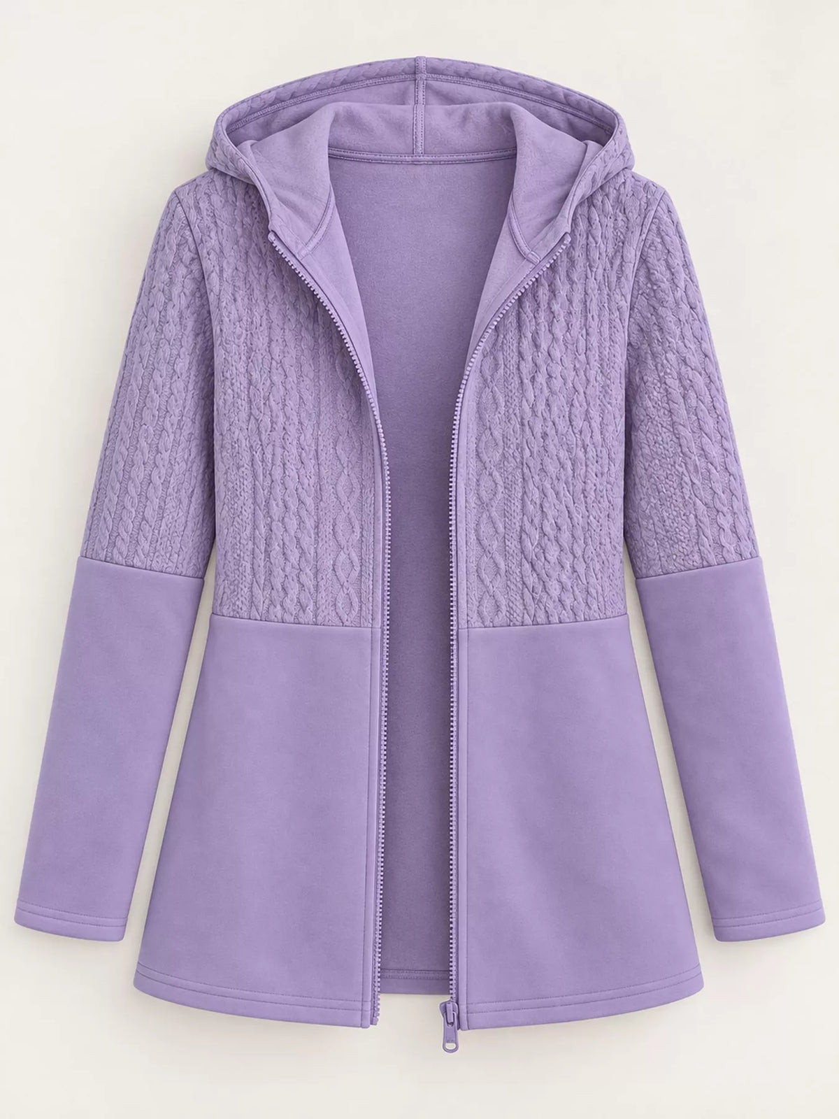 full size hooded zip-up jacket plus | dropsona - neutral - close-up detail