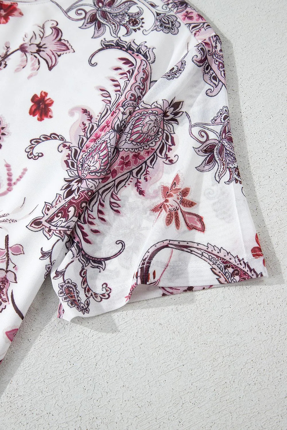 paisley mock neck t shirt - material texture