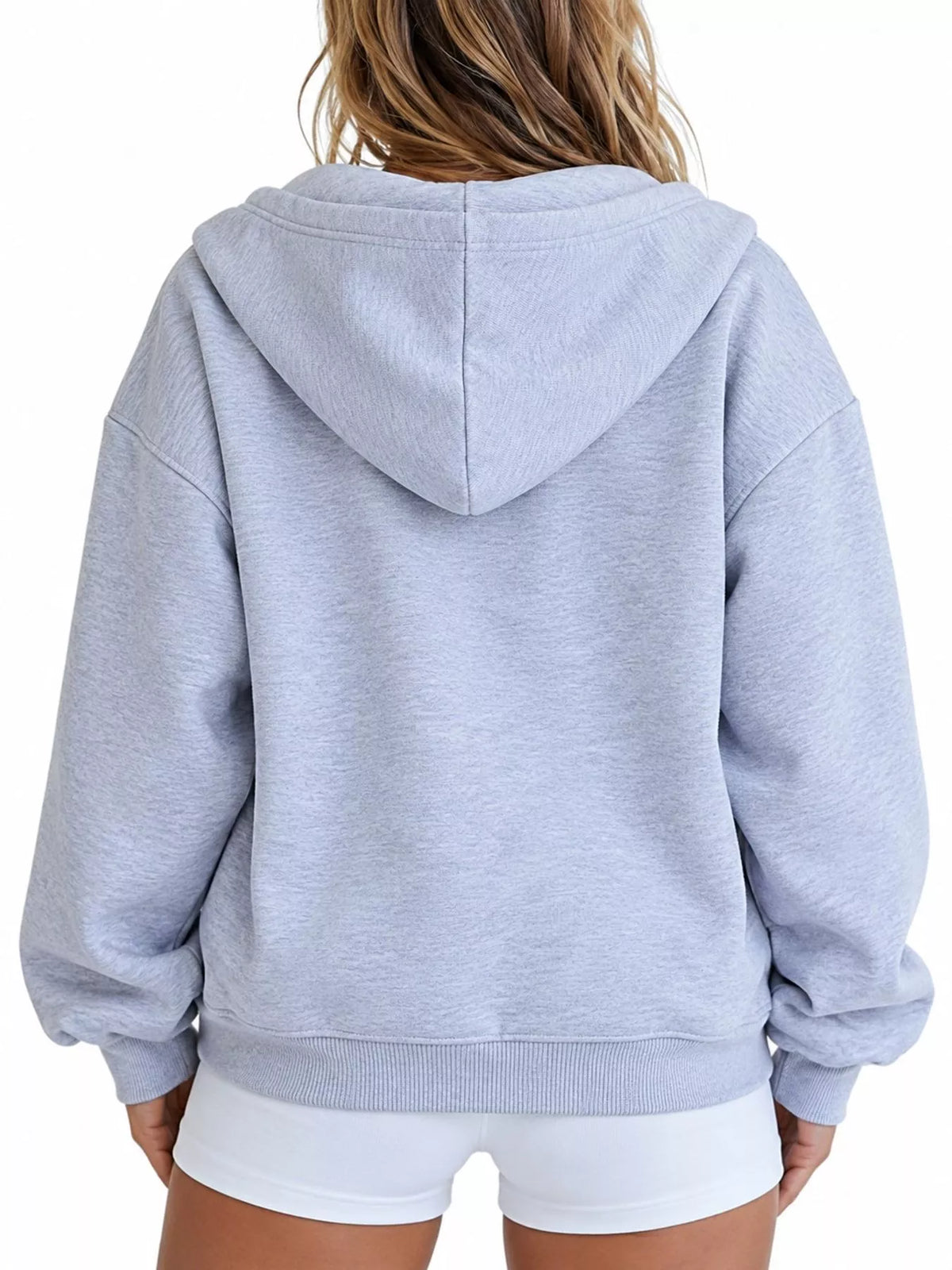 full size oversized zip-up hoodie plus | dropsona - neutral - close-up detail