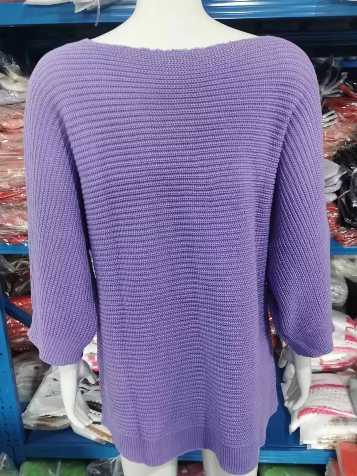 full size boat neck 3/4 sleeve sweater plus | dropsona - neutral - usage example
