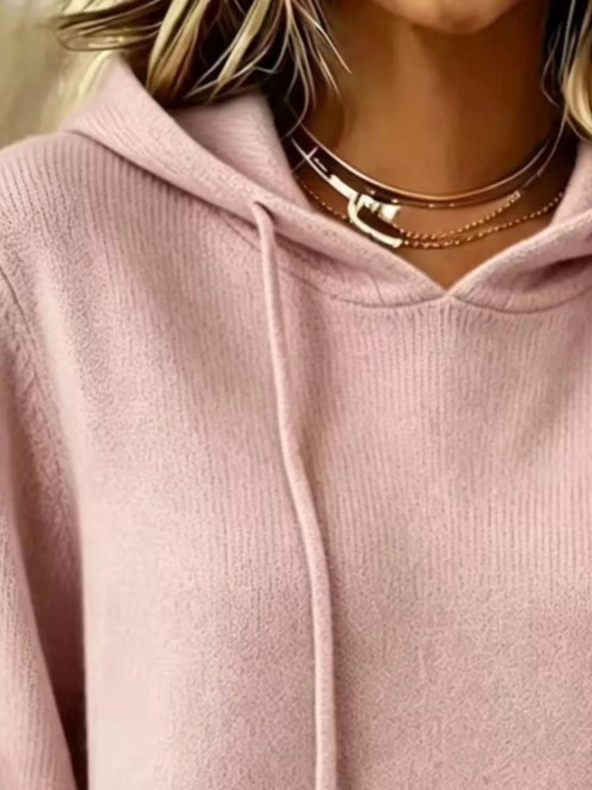 full size drawstring kangaroo pocket hooded sweater | dropsona - neutral - size reference