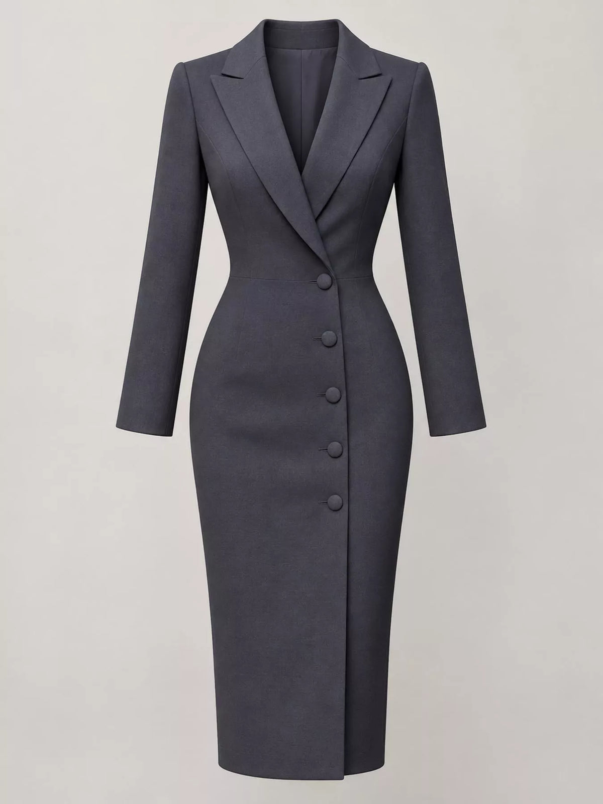 full size elegant single-breasted blazer midi dress | dropsona - neutral - material texture