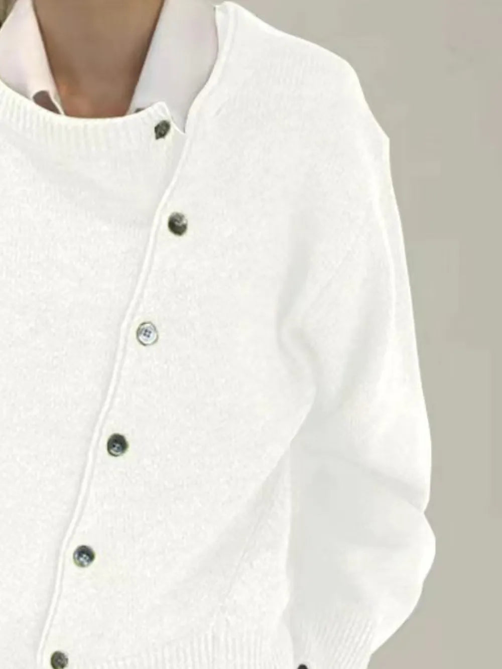 dropped shoulder buttoned cardigan – basic style | dropsona - neutral - size reference