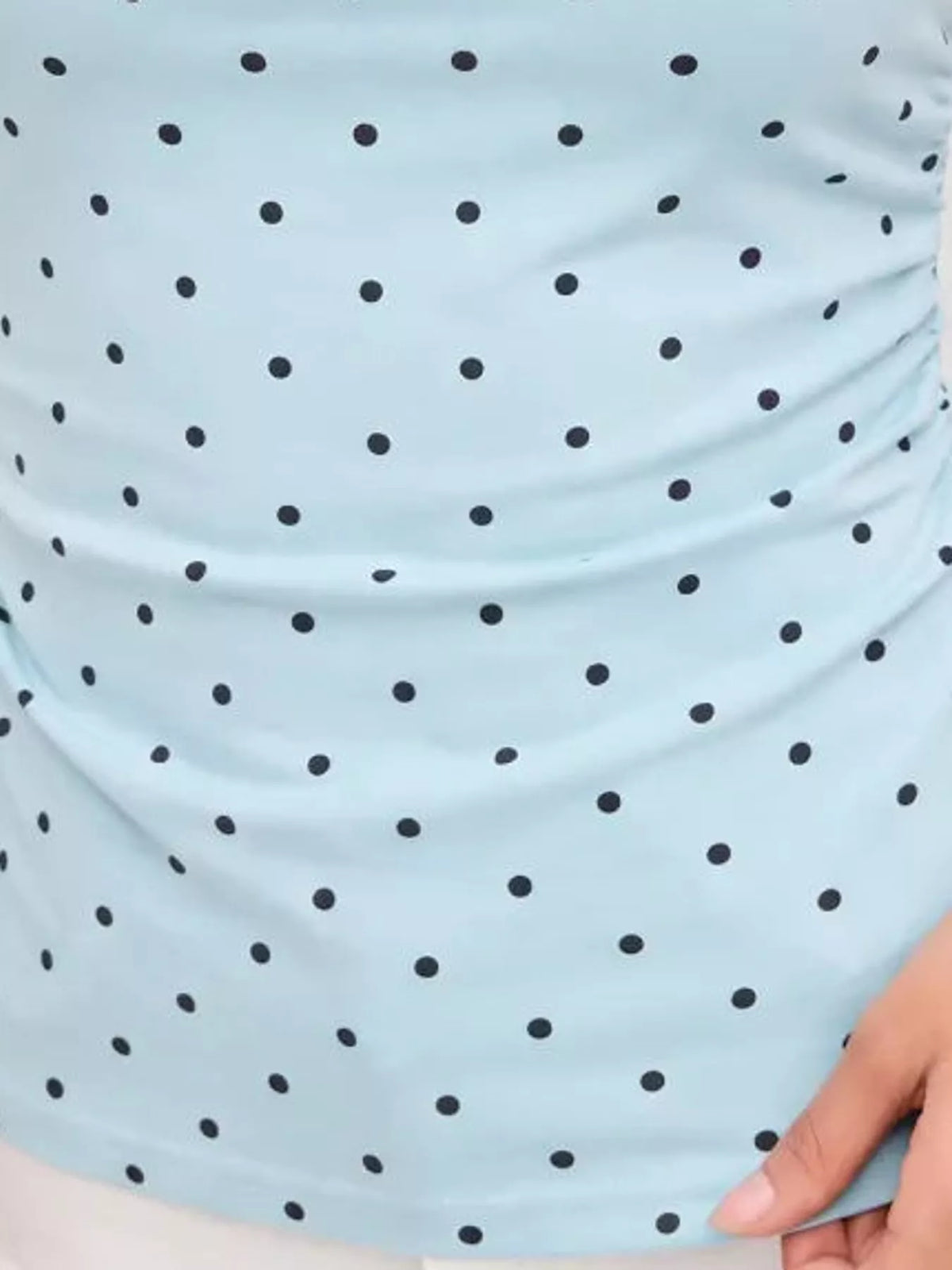 polka dot print sleeveless tank top with tie back | dropsona - neutral - material texture