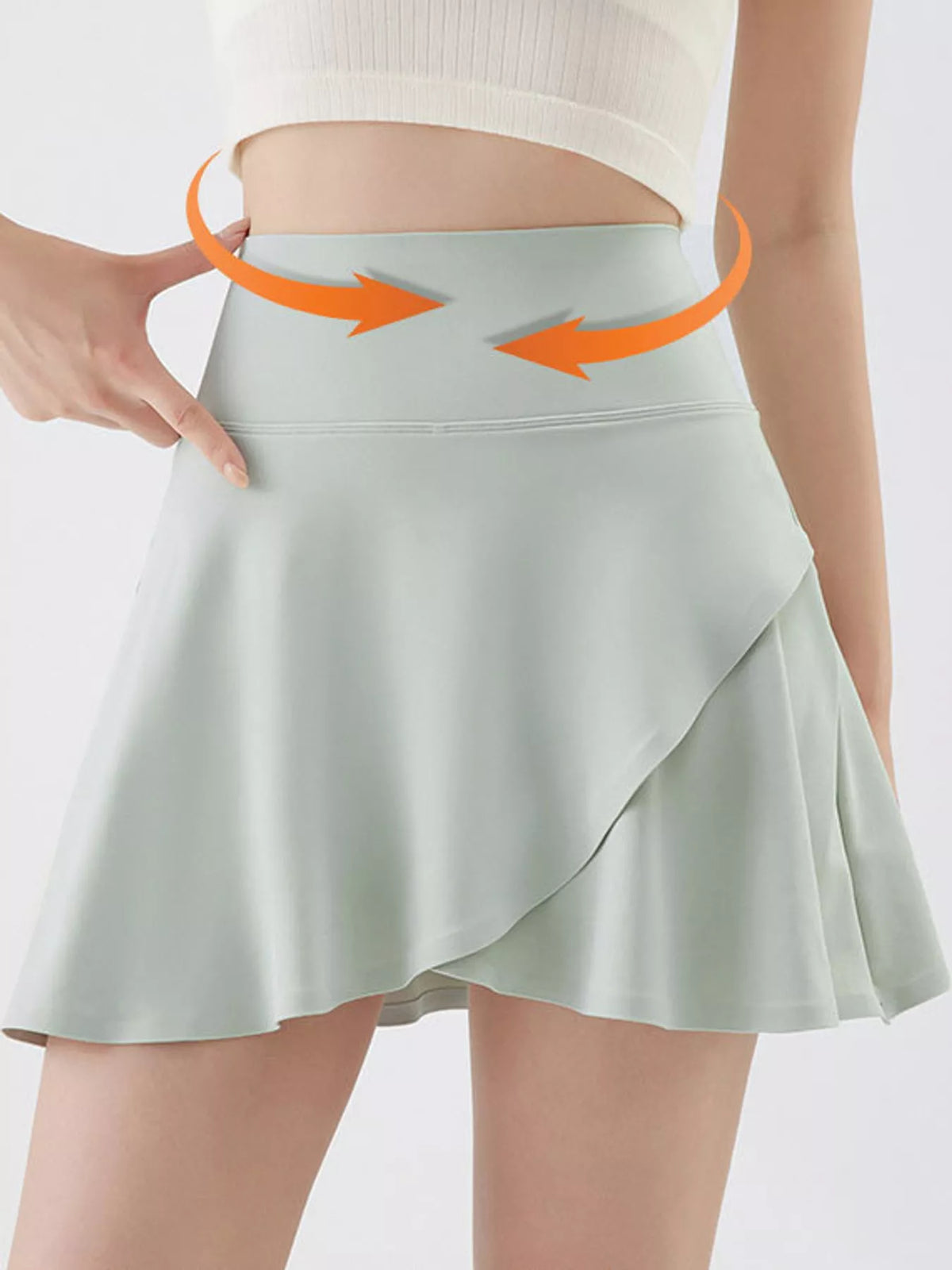 full size high-waisted flared athletic skirt with | dropsona - neutral - front view