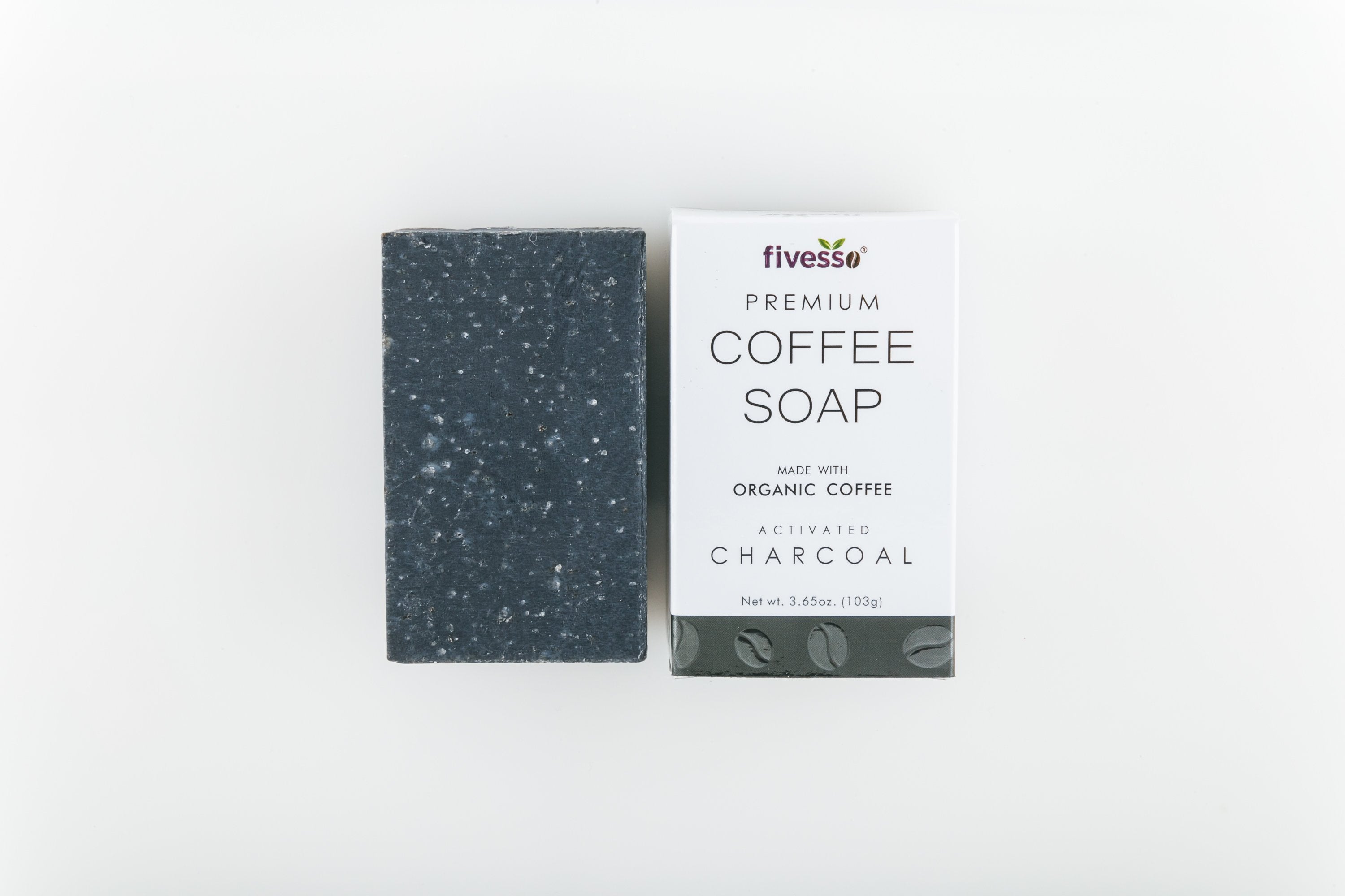 activated charcoal - premium coffee soap bar – 3.65 oz | dropsona - neutral - front view
