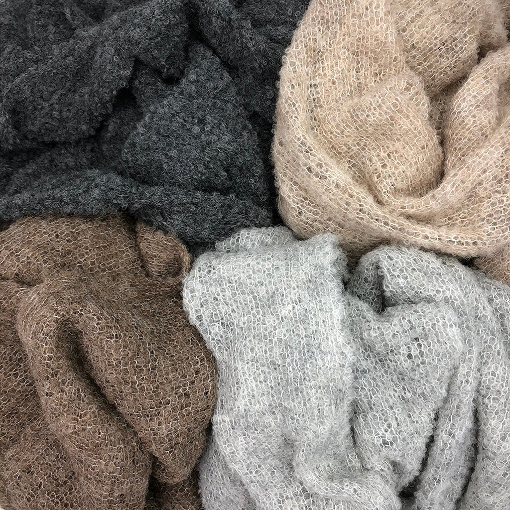 gray ultra plush alpaca scarf – the softest, fluffiest | dropsona - neutral - material texture