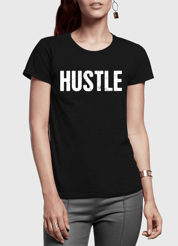 hustle half sleeves women t-shirt – shop online cool t | dropsona - neutral - front view