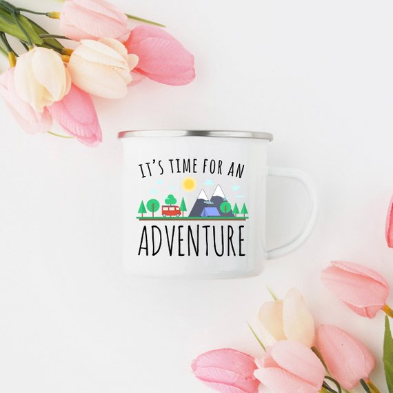 adventure mug enamel wanderlust camping advent | dropsona - neutral - size reference