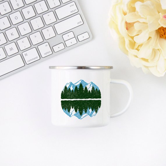 mountain mug enamel wanderlust camping the mou | dropsona - neutral - material texture
