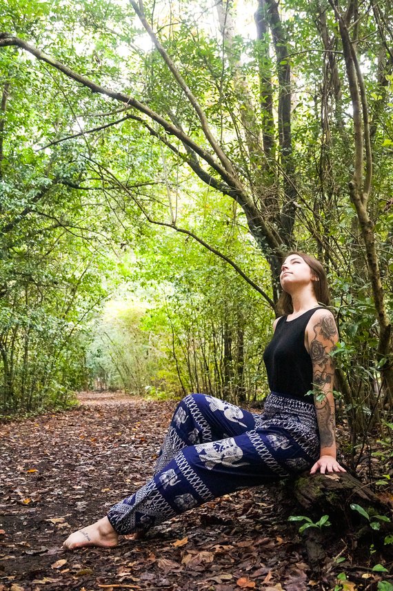 blue elephant pants women boho hippie yoga | dropsona - neutral - size reference