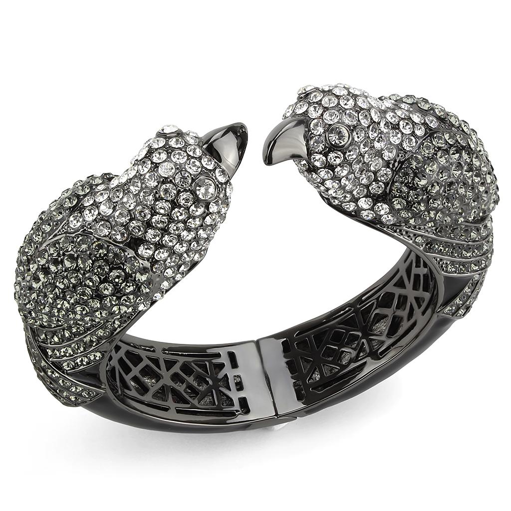 lo4333 - ruthenium brass bangle with top grade crystal | dropsona - neutral - everyday use