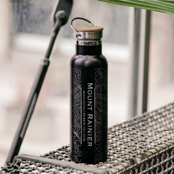 mount rainier - washington map bottle with bamboo top | dropsona - neutral - everyday use