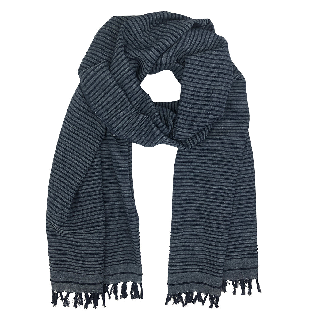 ethiopian stripe wrap scarf – this oversized, unisex s | dropsona - neutral - close-up detail