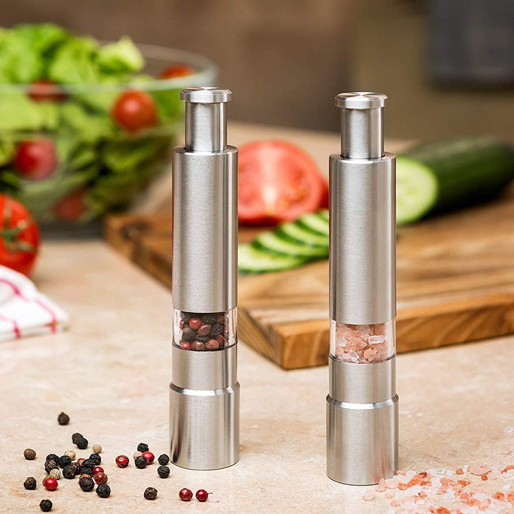 premium stainless steel salt and pepper spice grinder | dropsona - neutral - everyday use