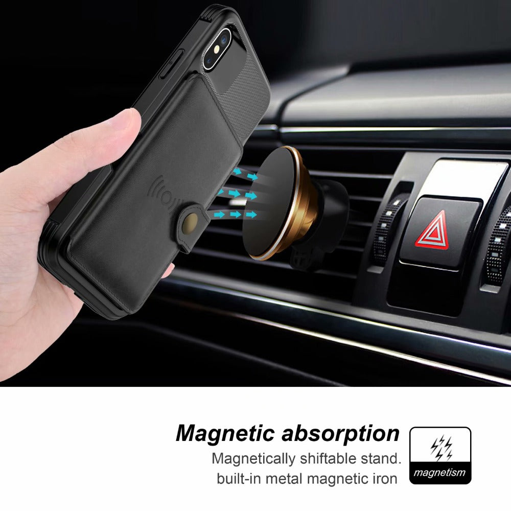 360 protection magnetic leather wallet armor case for | dropsona - neutral - packaging