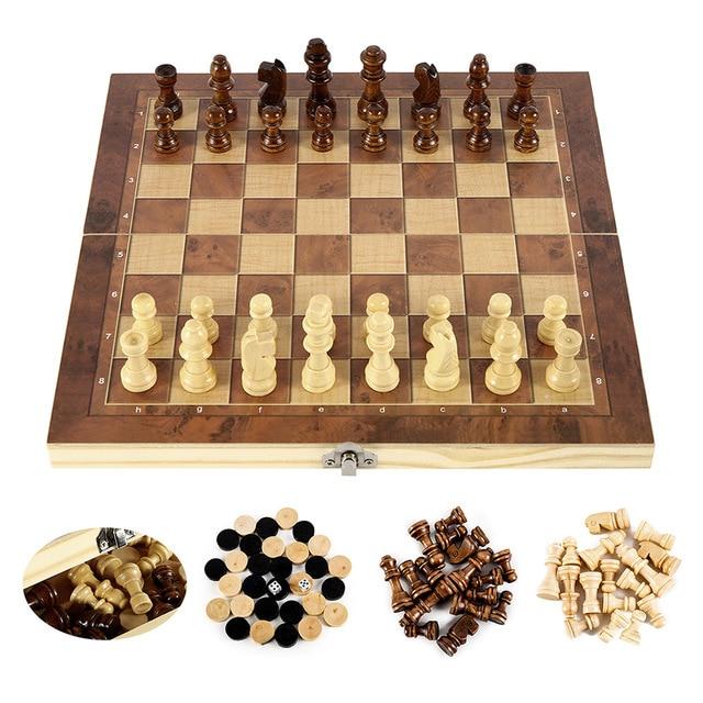 foldable wooden chess set board game – whether its a g | dropsona - neutral - front view
