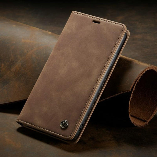 luxury magnetic flip wallet case for iphone 7, 8, x, 1 | dropsona - neutral - front view