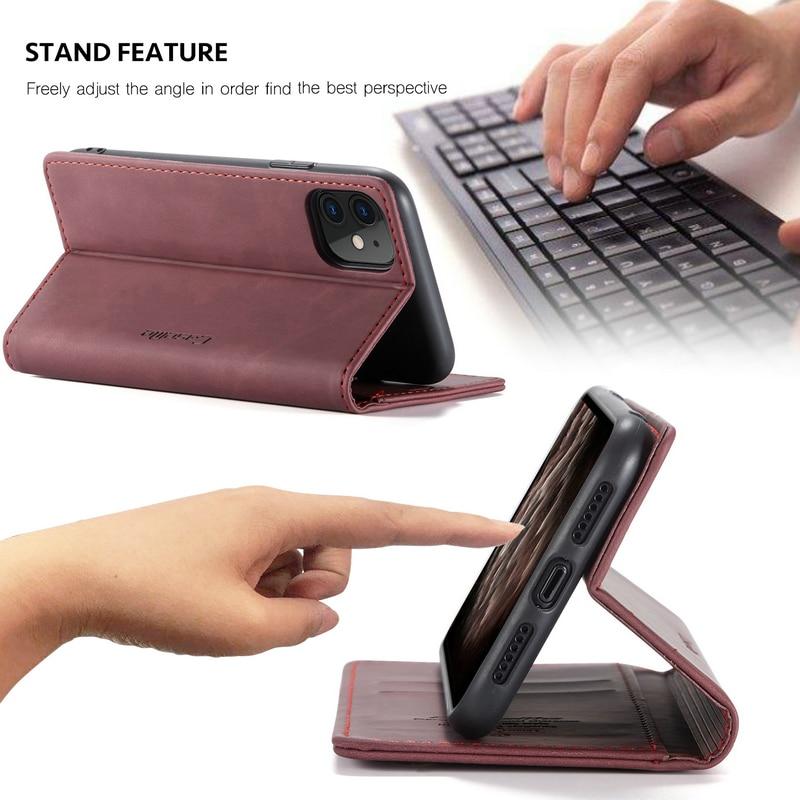 luxury magnetic flip wallet case for iphone 7, 8, x, 1 | dropsona - neutral - usage example