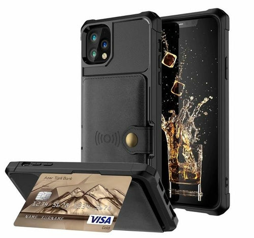360 protection magnetic leather wallet armor case for | dropsona - neutral - front view