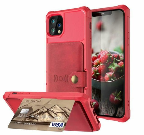 360 protection magnetic leather wallet armor case for | dropsona - neutral - close-up detail