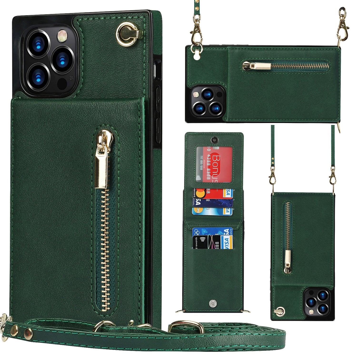 slim zipper wallet back case for iphone with crossbody | dropsona - neutral - everyday use