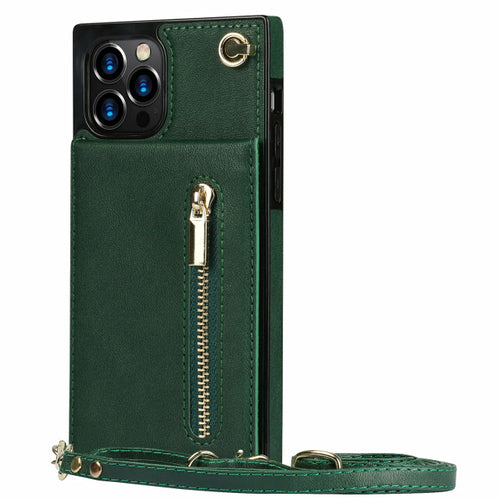 slim zipper wallet back case for iphone with crossbody | dropsona - neutral - packaging