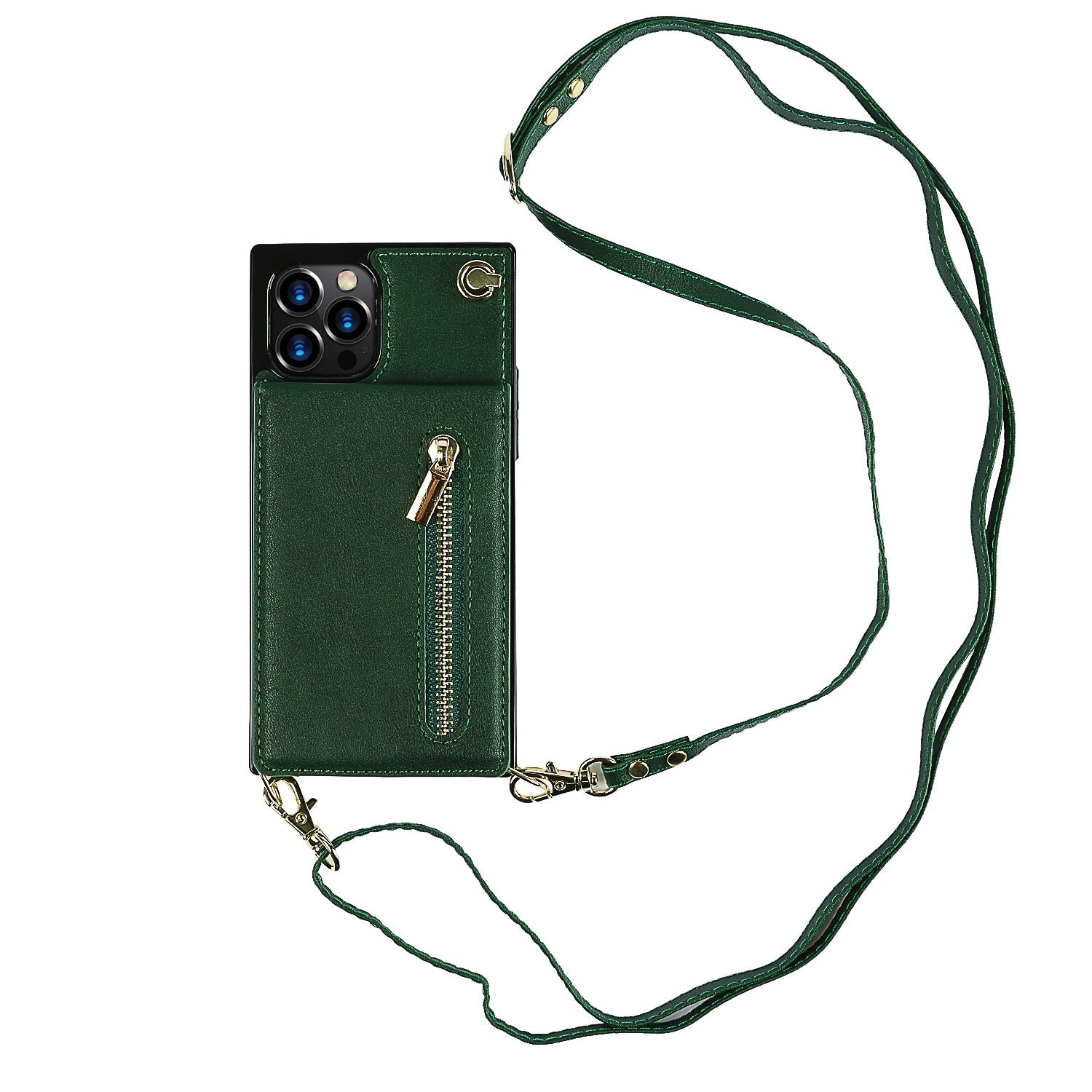 slim zipper wallet back case for iphone with crossbody | dropsona - neutral - usage example