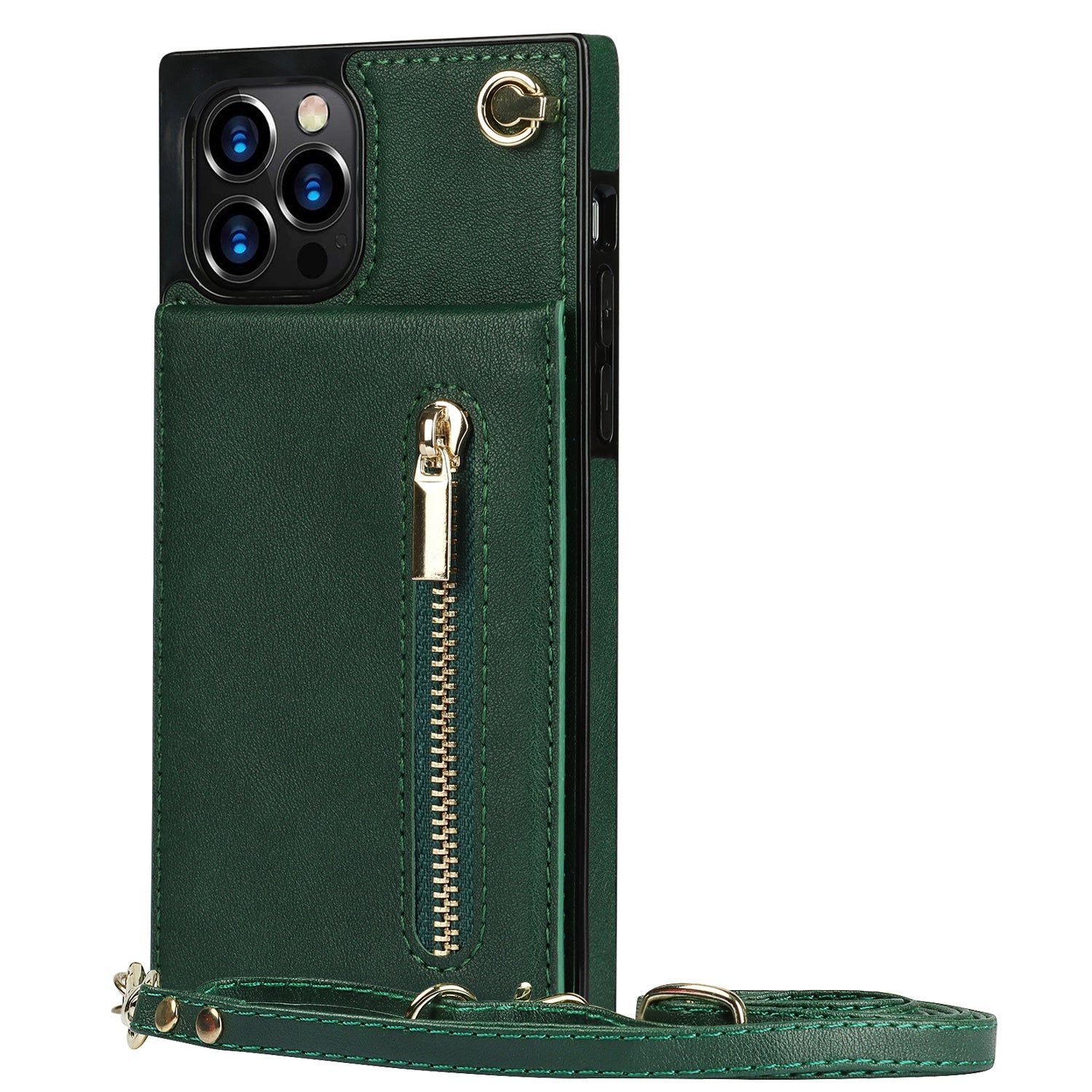 slim zipper wallet back case for iphone with crossbody | dropsona - neutral - material texture