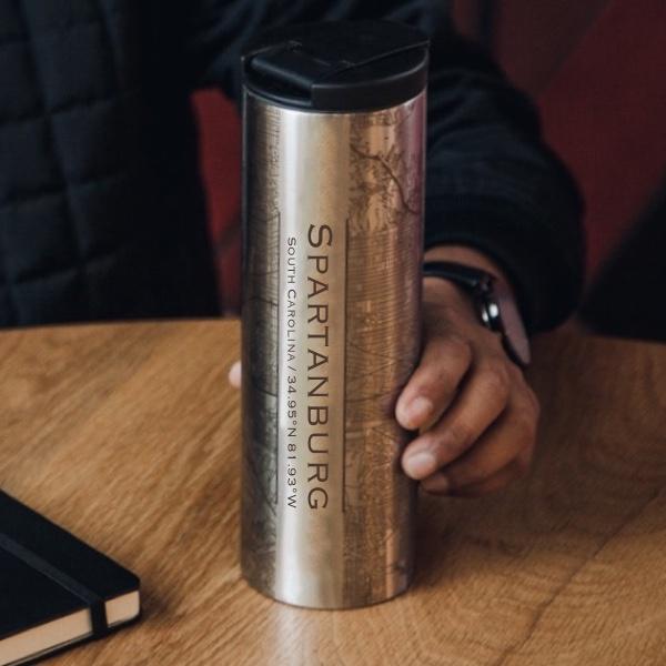 spartanburg - south carolina map tumbler – custom engr | dropsona - neutral - everyday use
