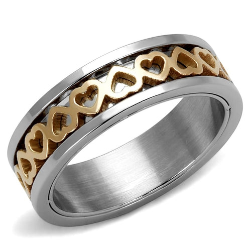 tk2398 - two-tone ip rose gold stainless steel ring wi | dropsona - neutral - size reference