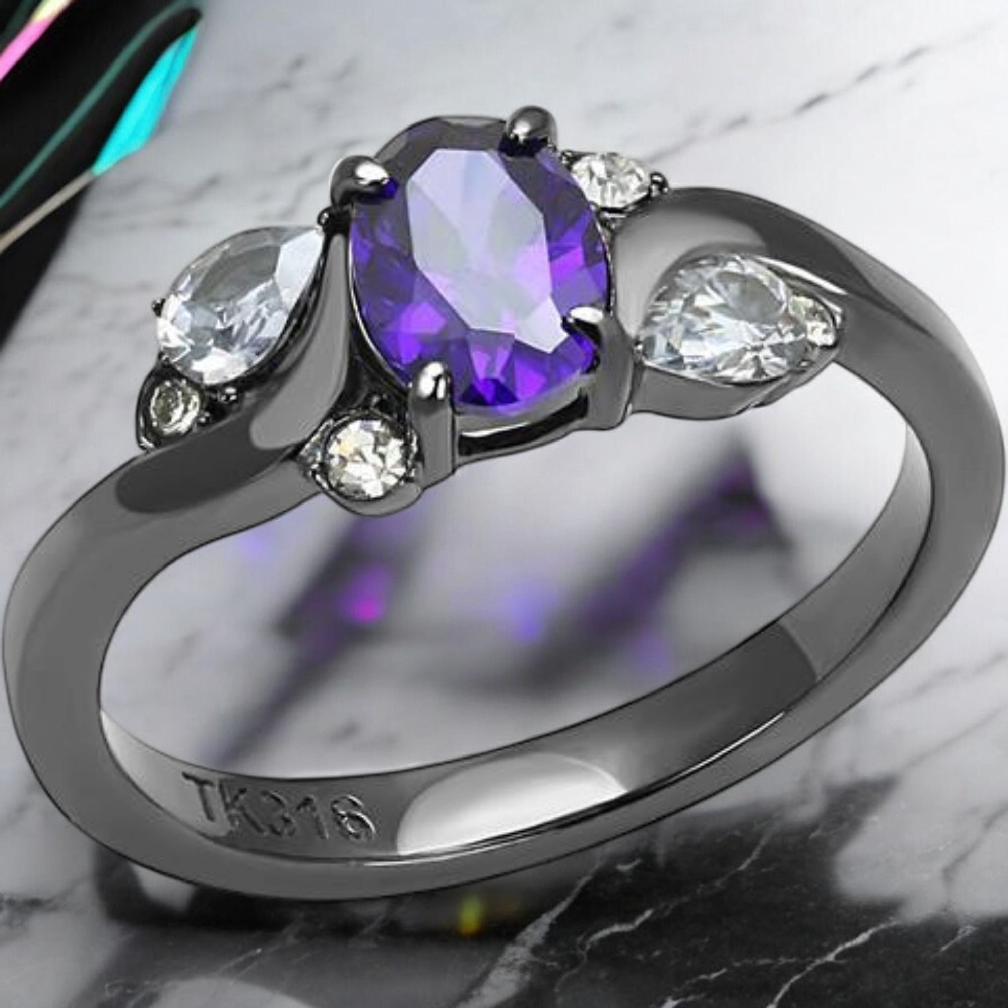 TK3169 - IP Light Black  (IP Gun) Stainless Steel Ring with AAA Grade - Luxe style