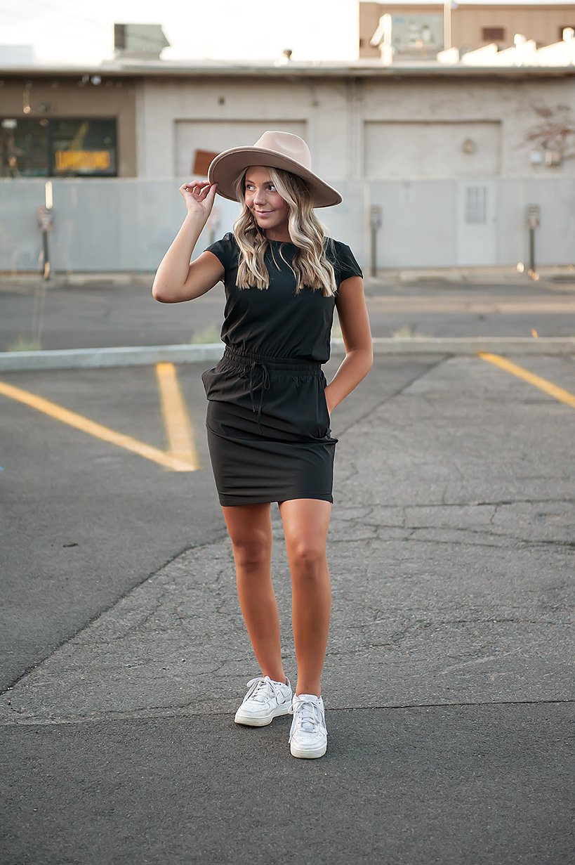 dt women's downtown lightweight dress in black – you a | dropsona - neutral - material texture