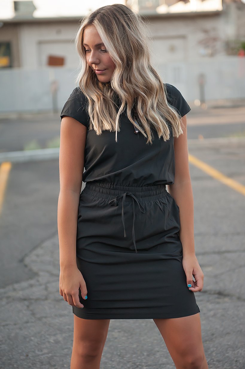 dt women's downtown lightweight dress in black – you a | dropsona - neutral - front view