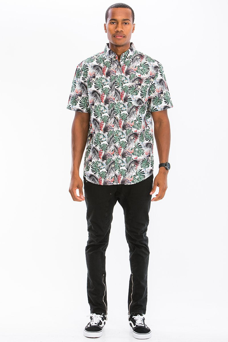 hawaiian print button down shirt – digital all over pr | dropsona - neutral - material texture