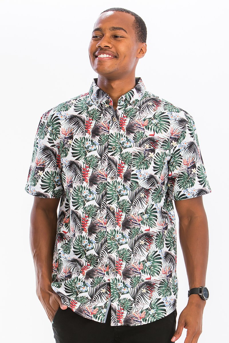 hawaiian print button down shirt – digital all over pr | dropsona - neutral - everyday use